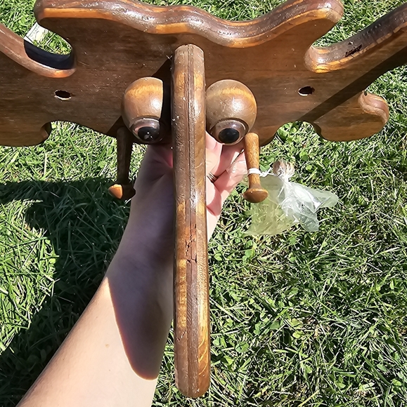 CHILD'S WOODEN MOOSE HEAD CLOTHES COAT HAT RACK 12" LONG, WALL MOUNTED - Picture 8 of 13